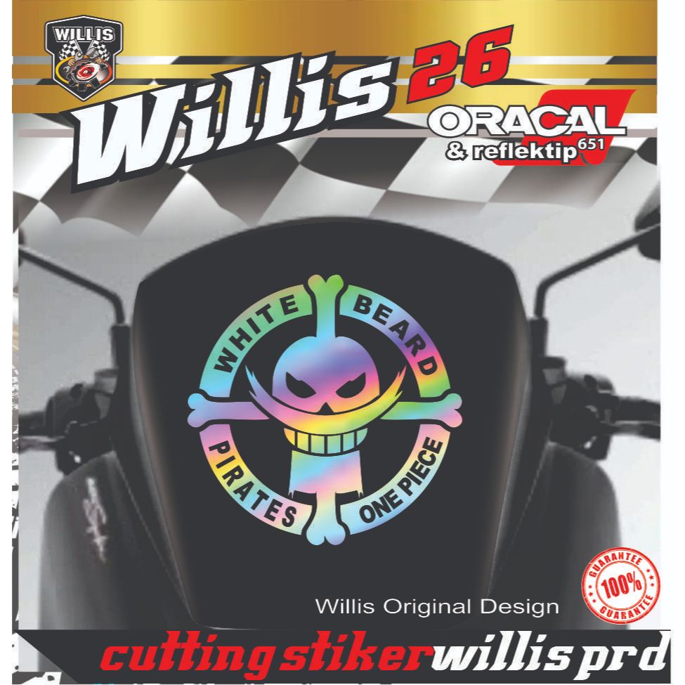 Stiker Cutting Logo Bajak laut Shirohige untuk kaca body mobil motor windshield visor motor nmx pcx 