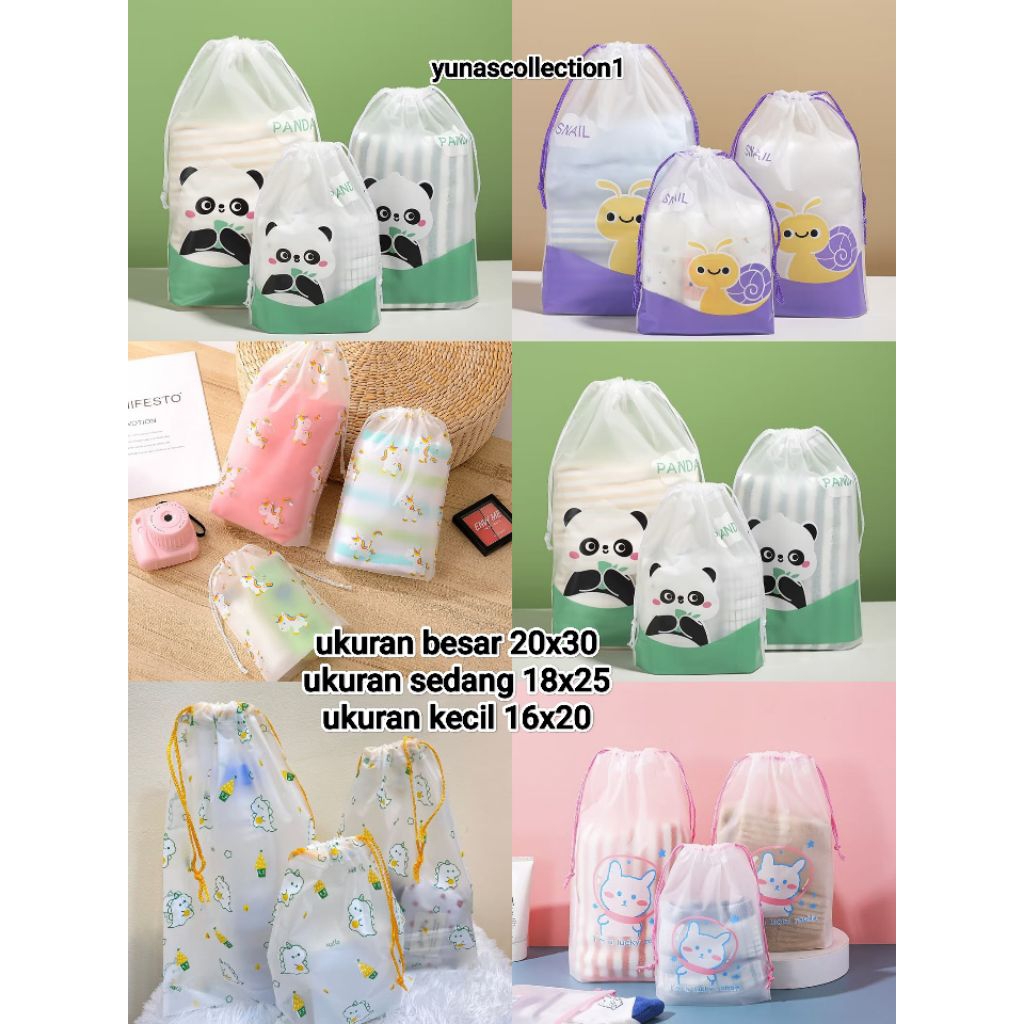 travel pouch organizer/pouch serbaguna/pouch serut/bingkisan snack ulang tahun anak