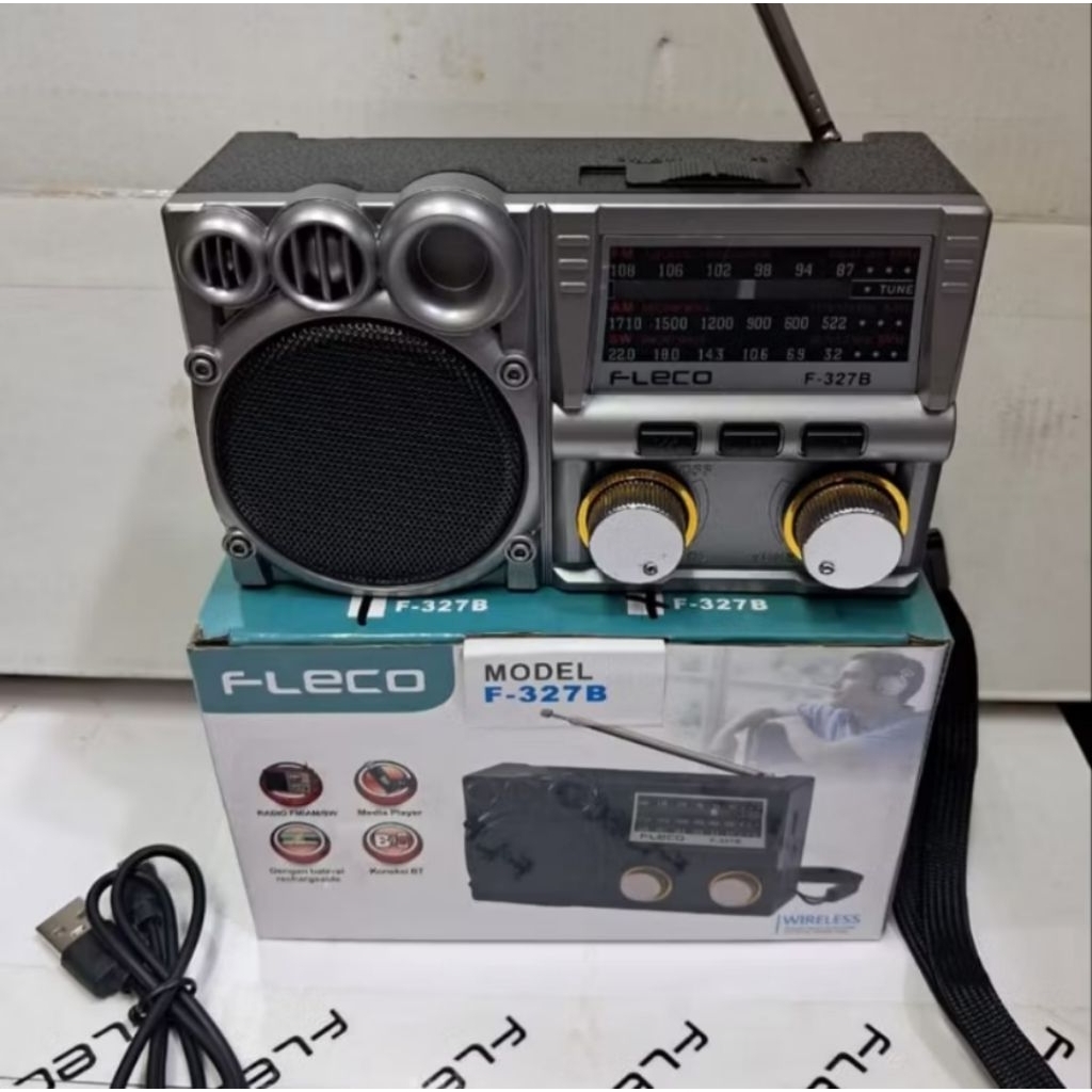 Radio Fleco fleco f-327b radio wirelees pemutar audio mp³ am fm sw