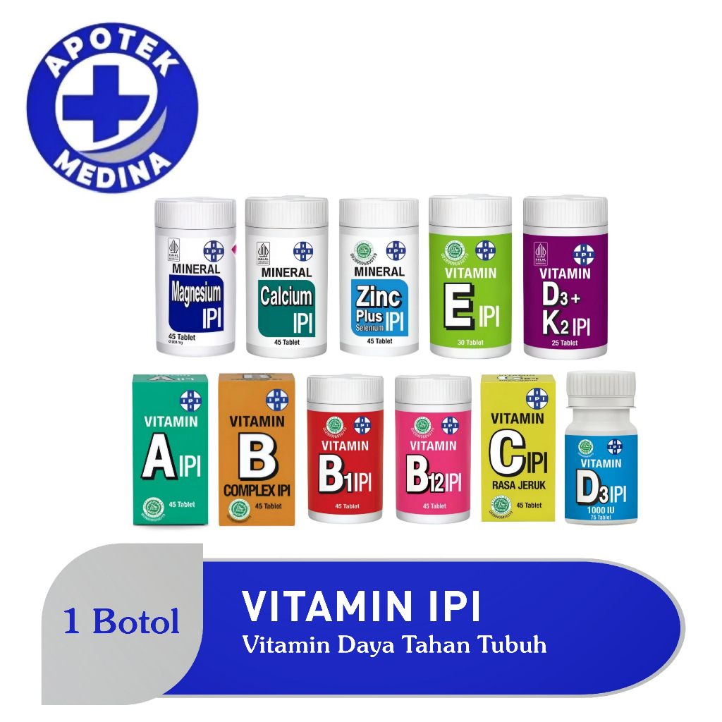 Vitamin A B1 B12 B Complex C D3 K2 E Mineral Zinc Calsium Magnesium IPI