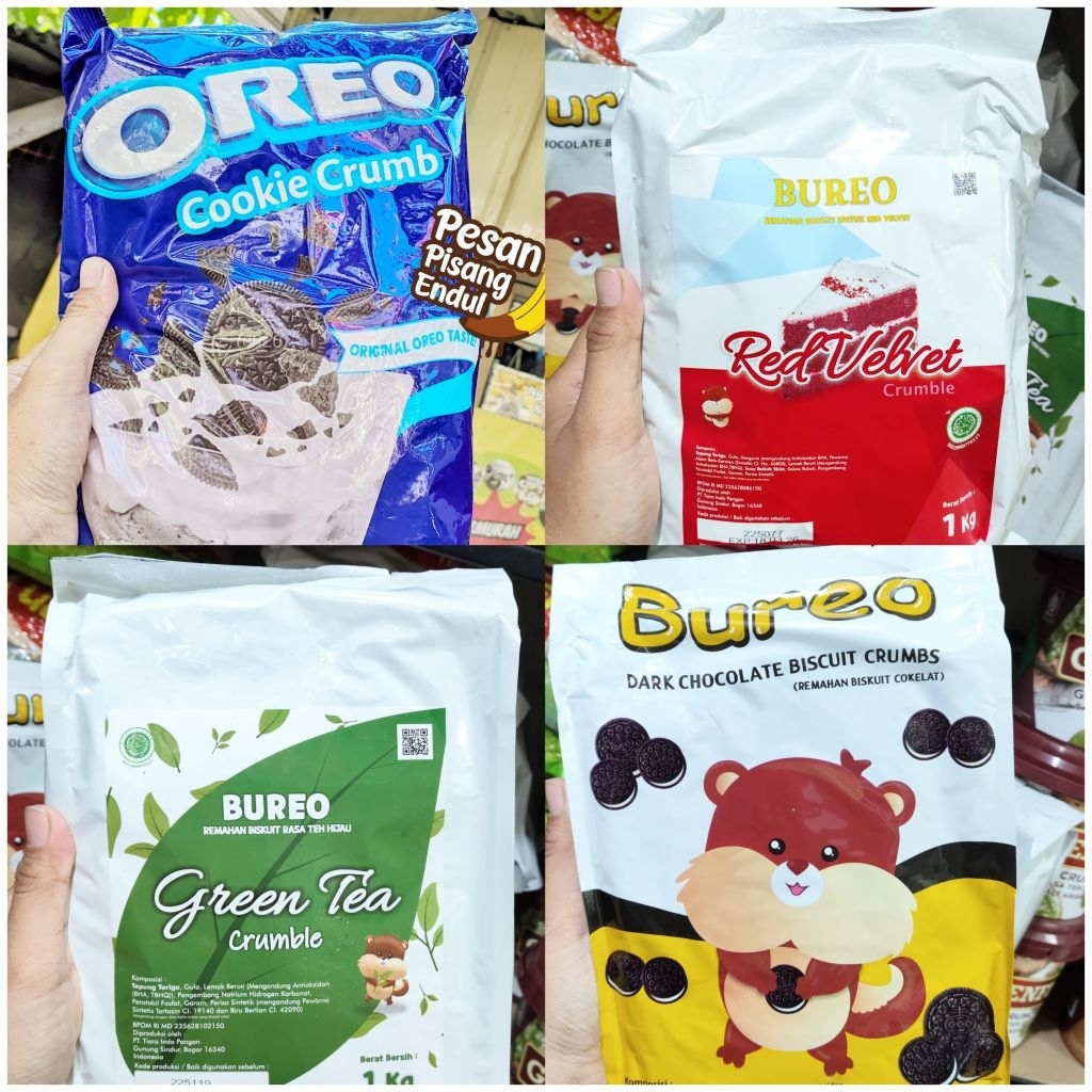 

- HALUS - Bureo Red Velvet, Greentea, Dark Choco Crumb 250gr - Timbangan