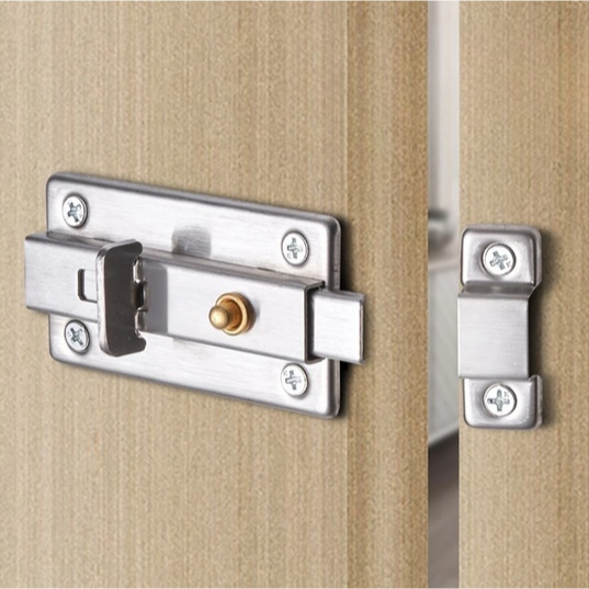 Grendel Kunci Slot Pencet Tekan Kuncian Pintu Kamar Tidur Ruangan Rumah Stainless 4 Inch