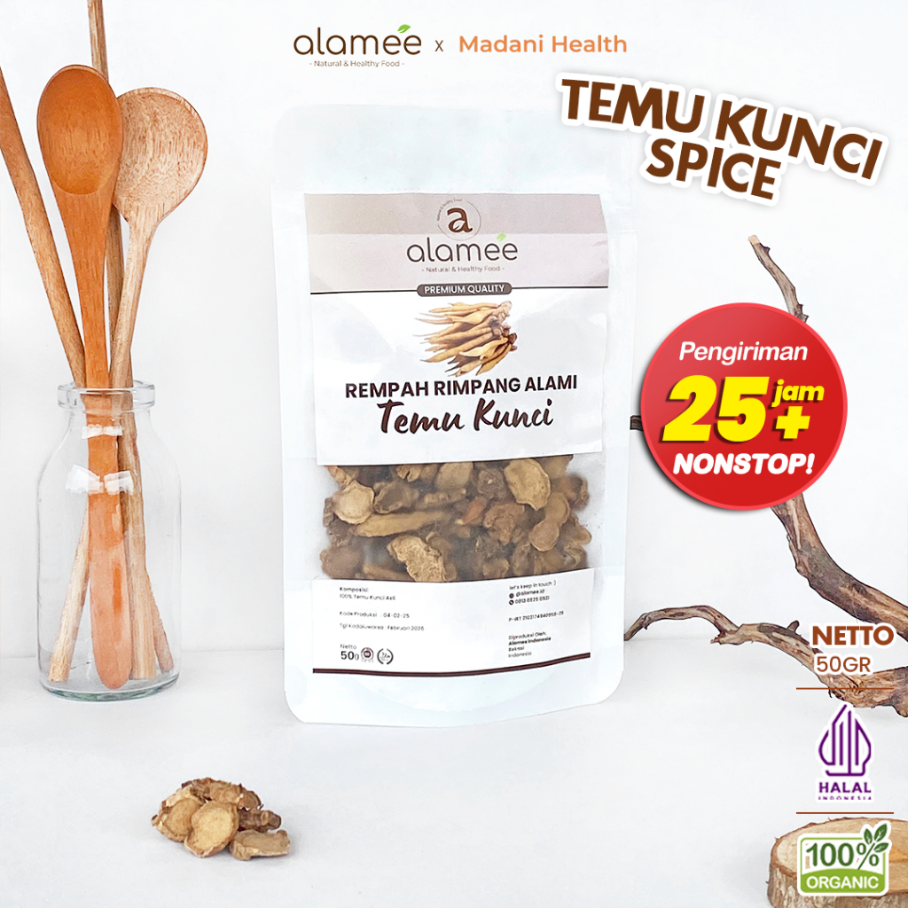 

ALAMEE Temu Kunci Kering Fingerroot Rempah Rimpang Alami Iris Bumbu Seasoning Masakan Masak 50g