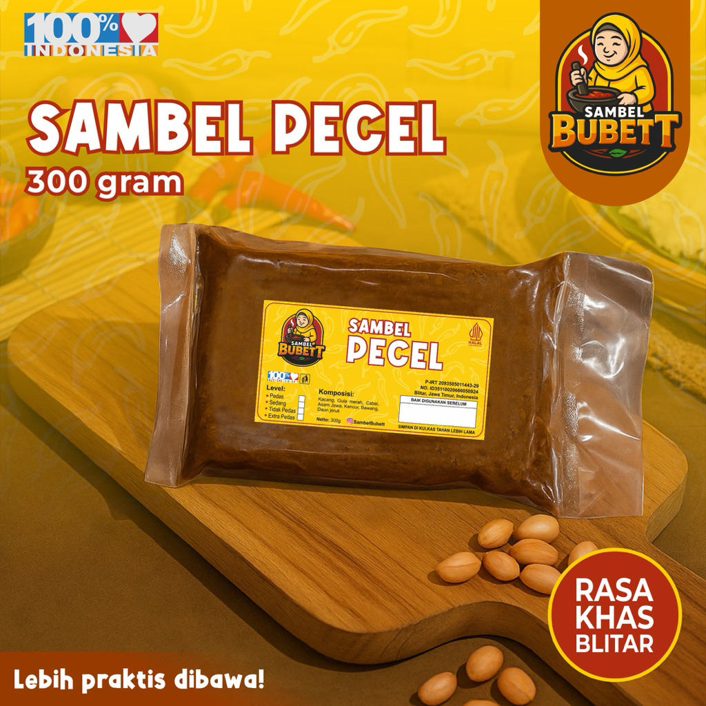 

Sambel Pecel Blitar 300 Gram Kemasan Bantal, Praktis, Alami Tanpa Pengawet SAMBEL BUBETT