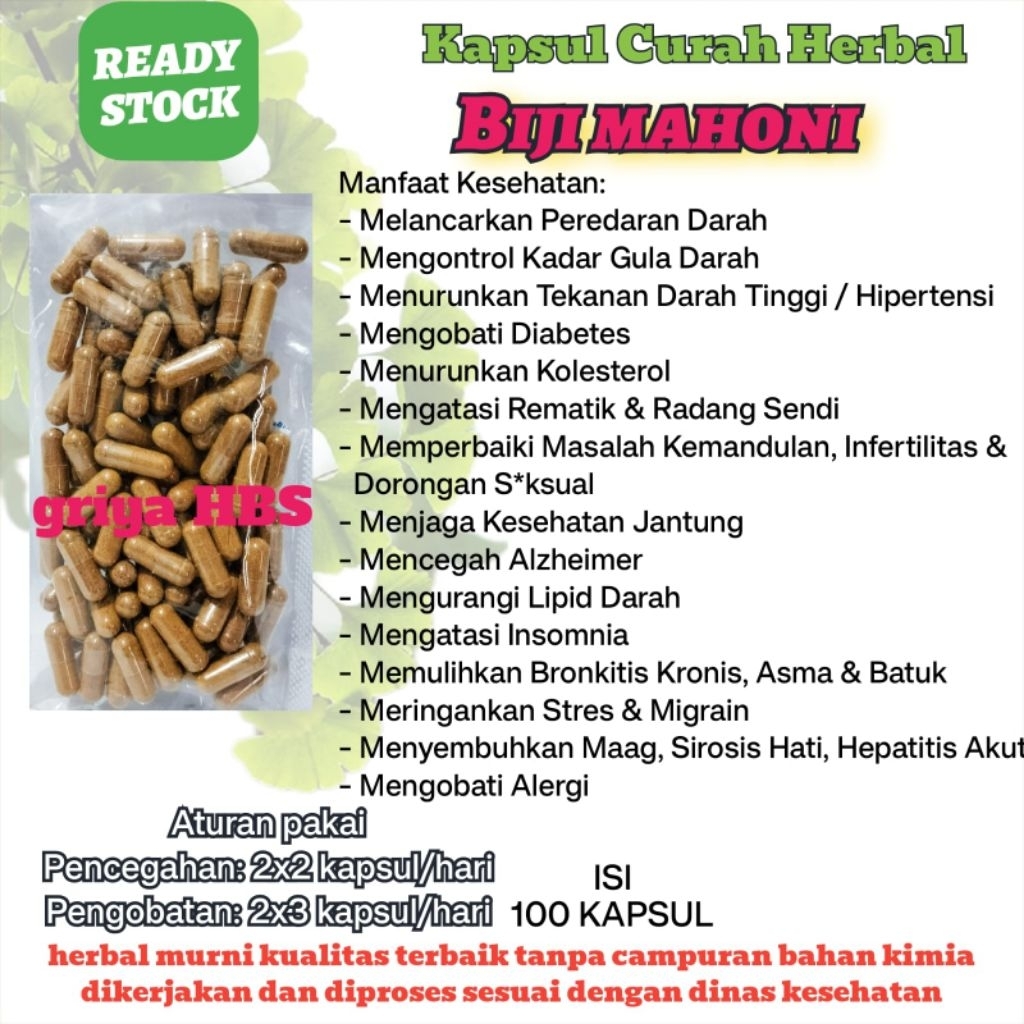 herbal biji mahoni isi 100 kapsul