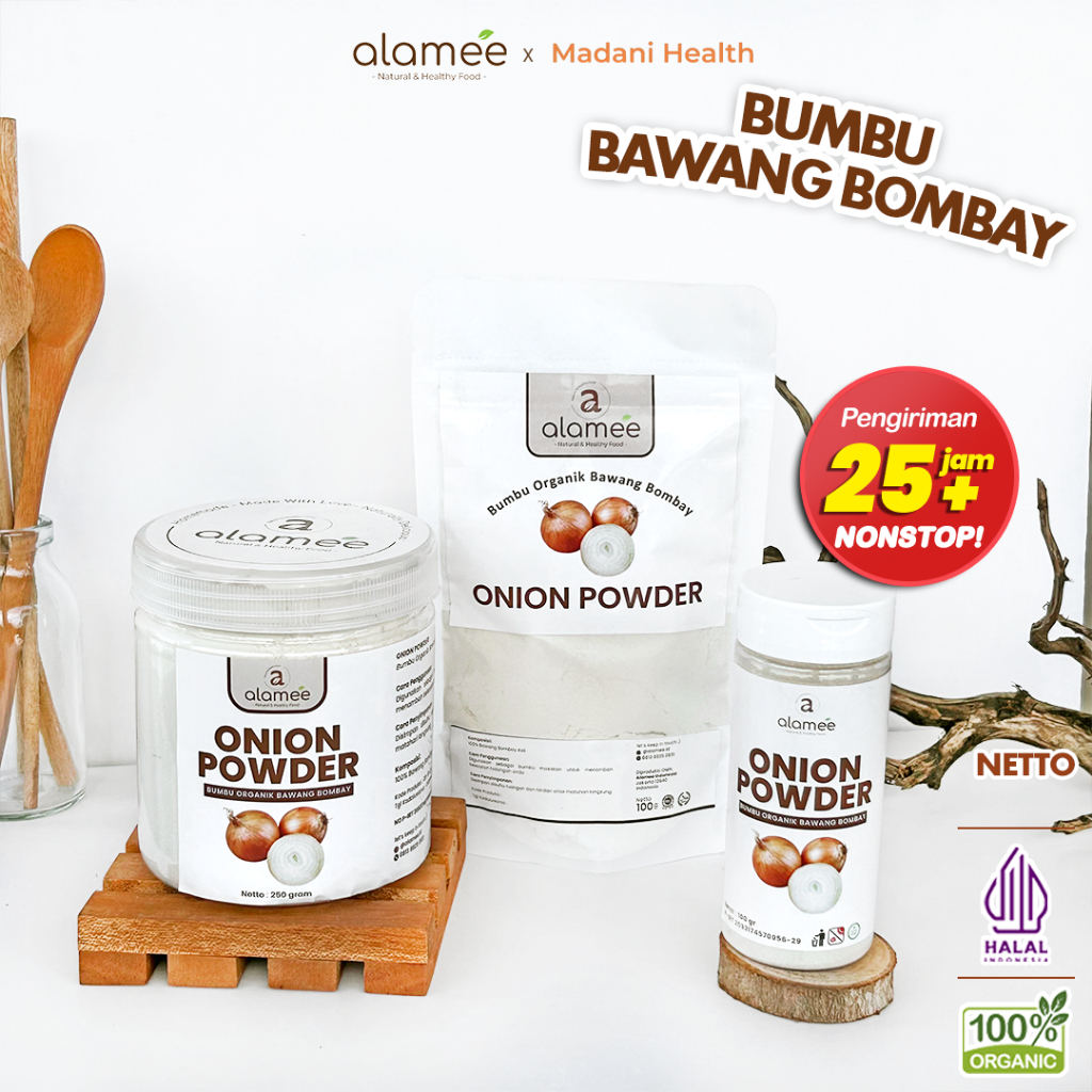 

ALAMEE Bawang Bombay Bubuk Onion Powder Ground Spice Bumbu Bombai Dapur Organik Tanpa Campuran 250g