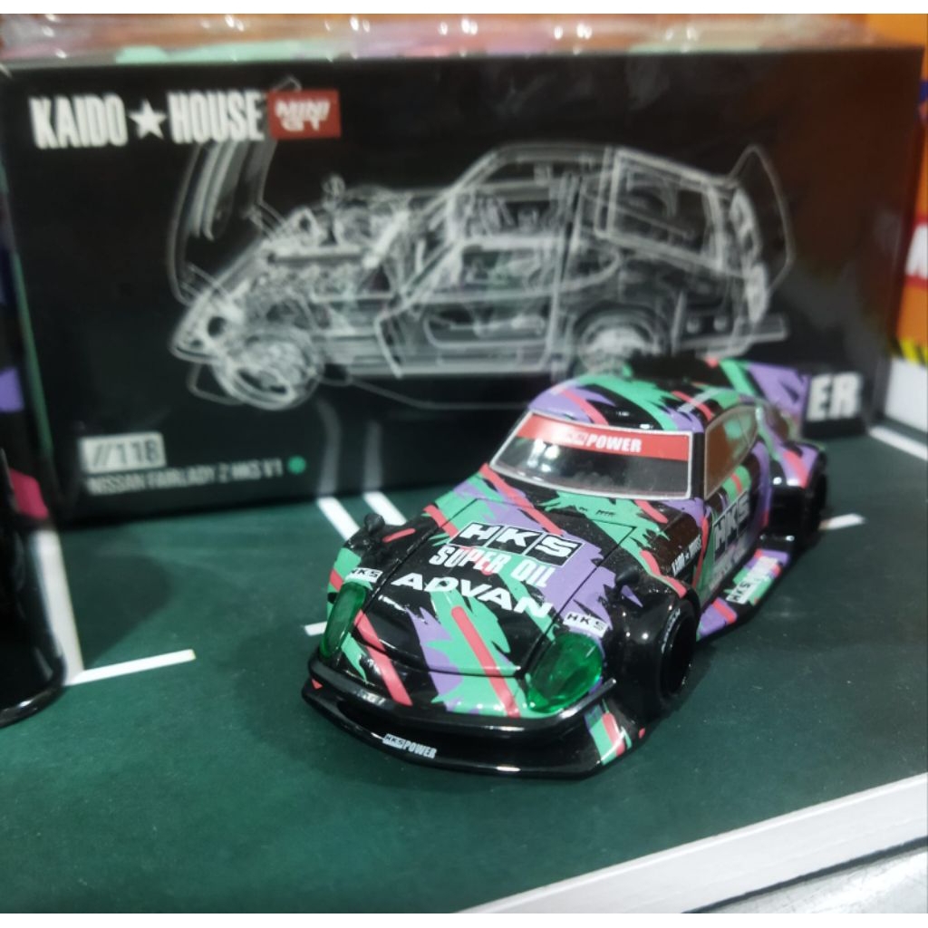 KAIDO HOUSE x Mini GT 118 DATSUN or NISSAN FAIRLADY Z HKS POWER V1 Ceper Diecast 1/64 - Unsealed