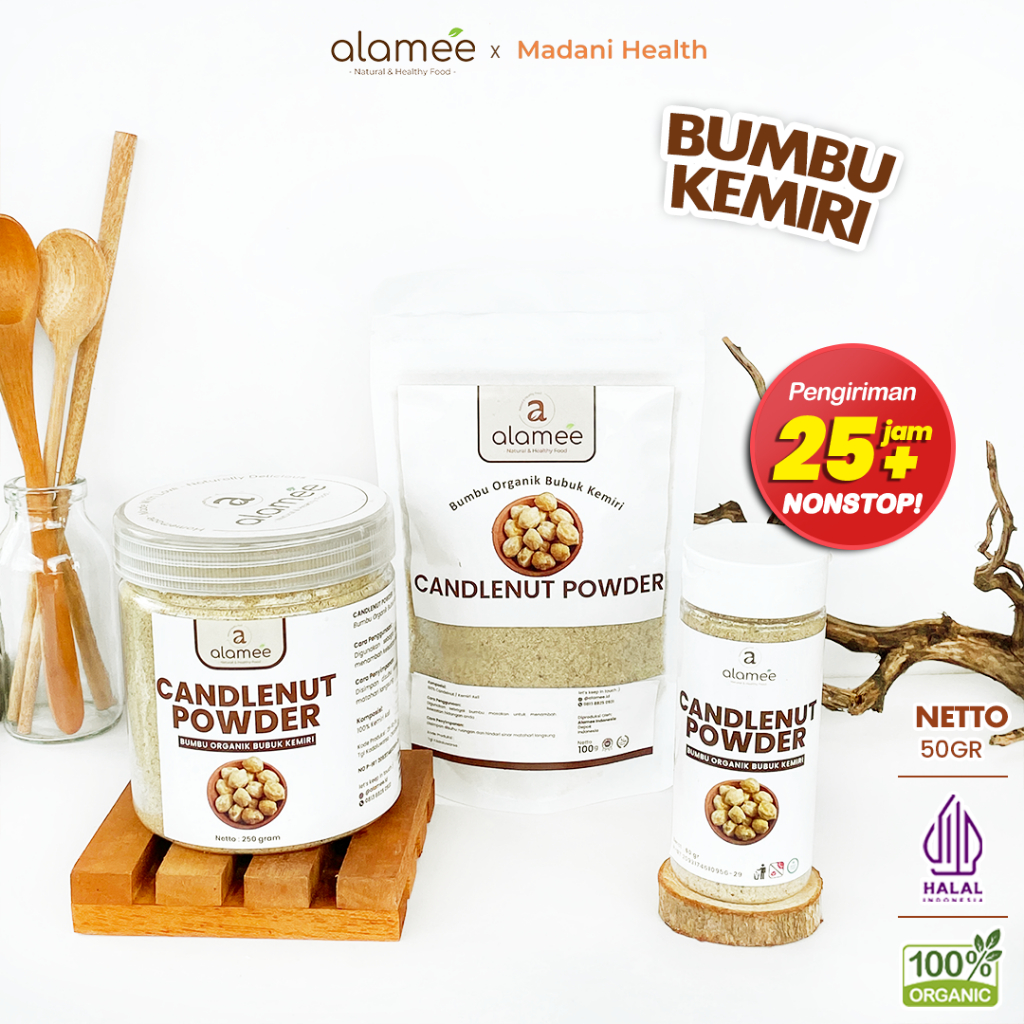 

ALAMEE Kemiri Bubuk Candlenut Seasoning Powder Bumbu Dapur Organik Masak Murni Tanpa Campuran 250g