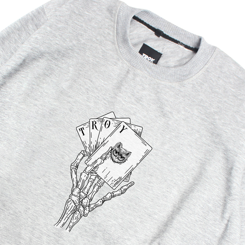 Troy Company Sweater Crewneck Misty Grey Dead Hand - Sweater Sweatshirt Abu Misty SW 3179