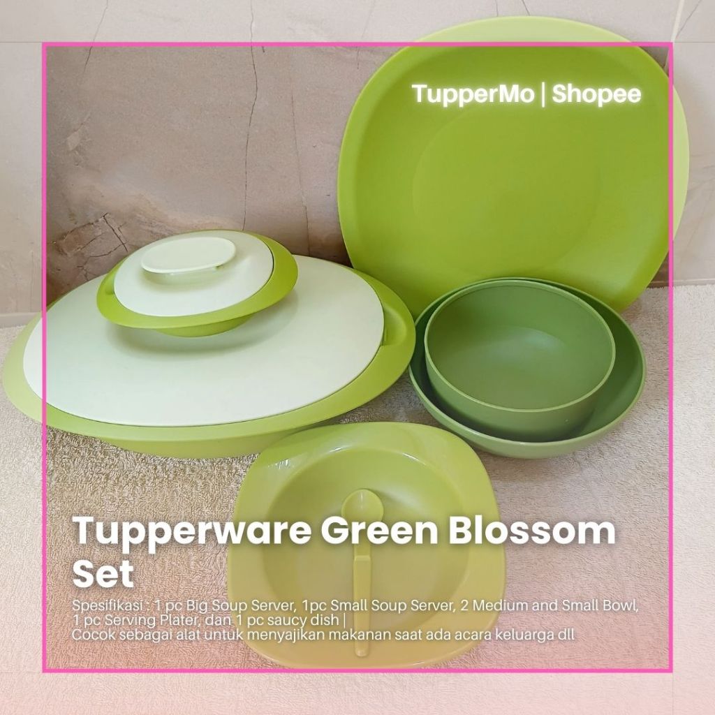 Green Blossom Set Tupperware Ori