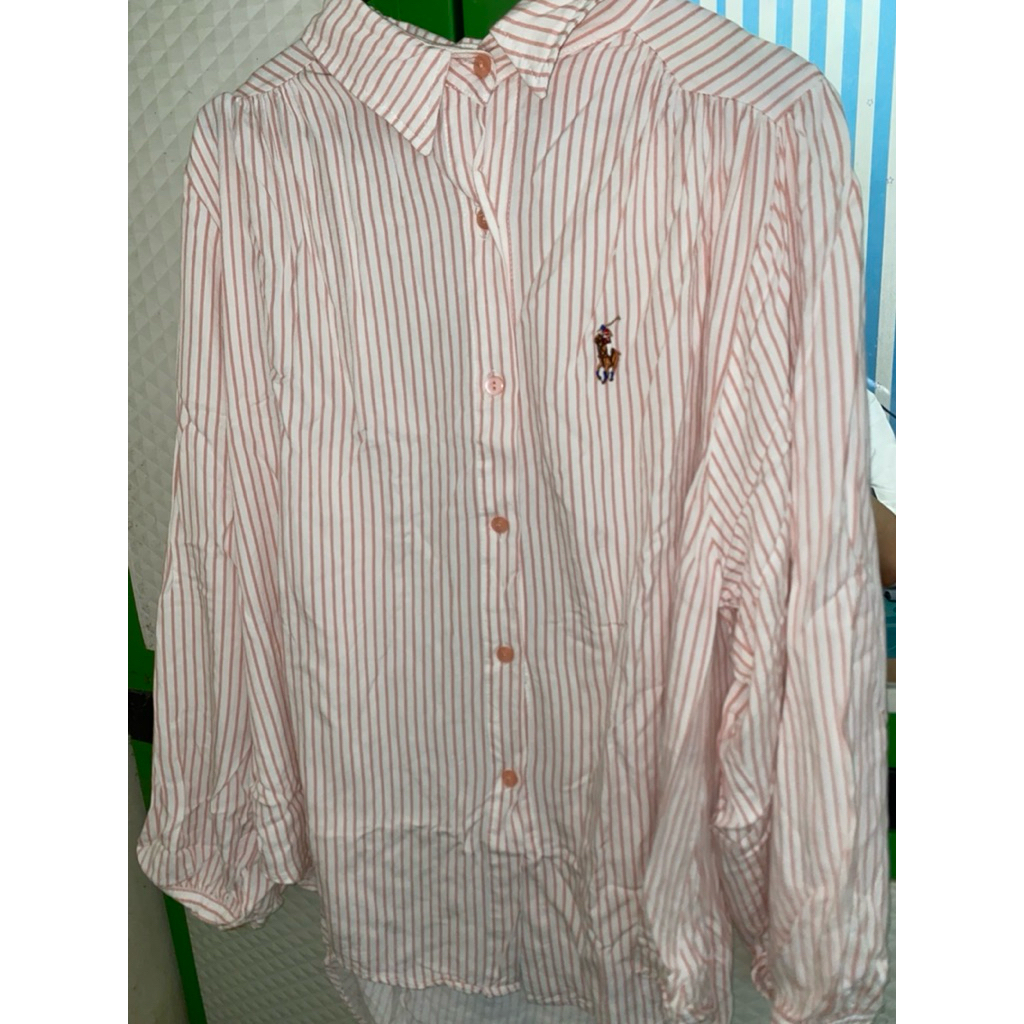 [PRELOVED]Kemeja polo salur wanita import premium