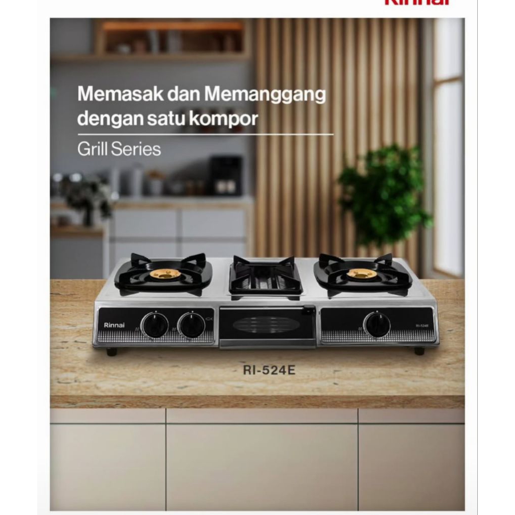 kompor gas rinnai ri 524e / kompor 3 tungku dengan panggangan