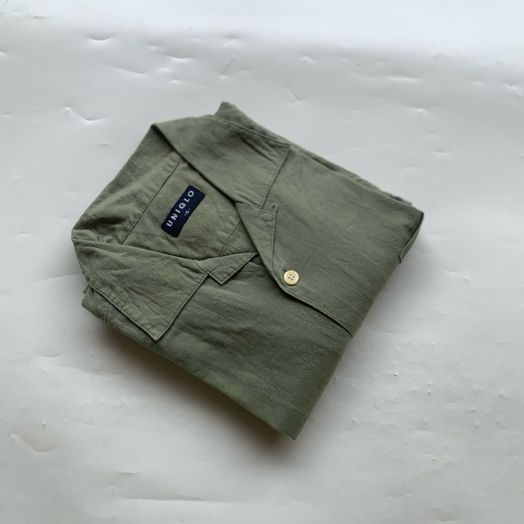 Open collar shirt Uniqlo Sage