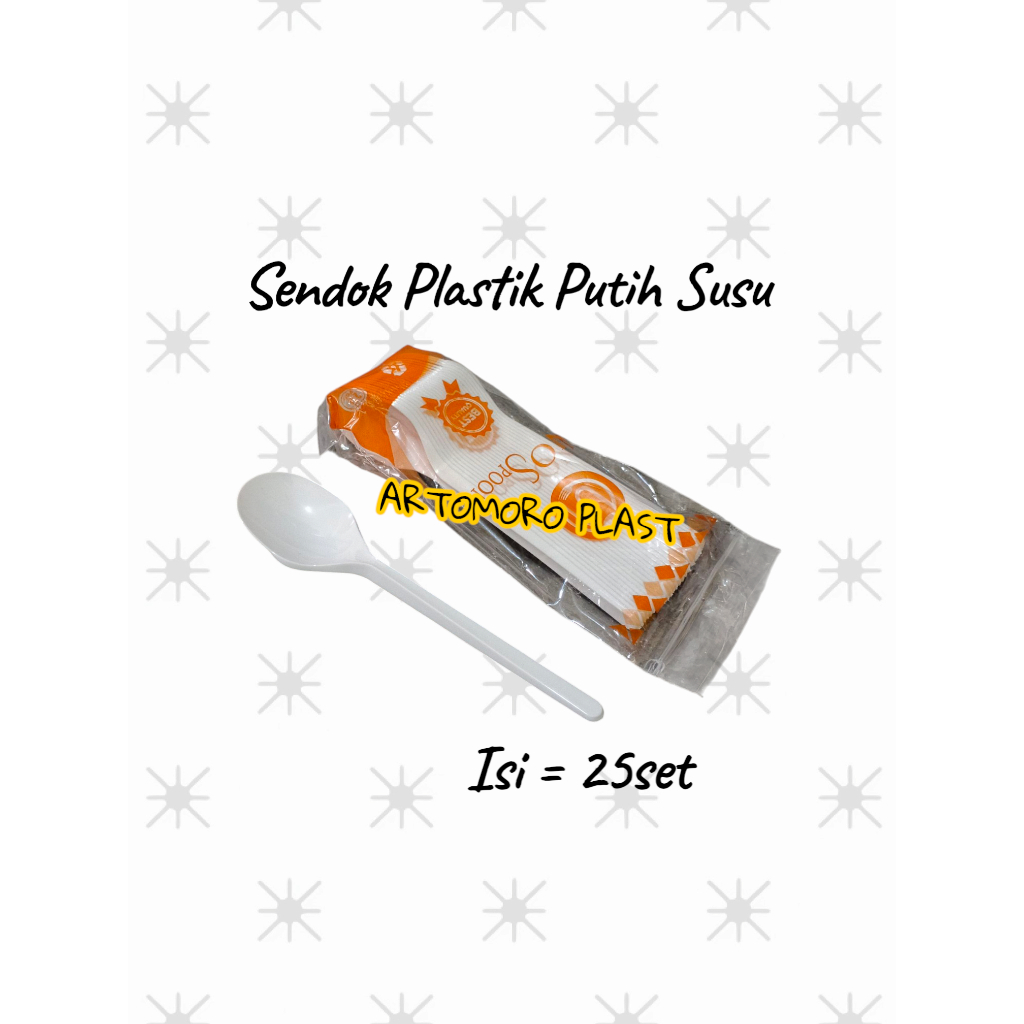 (25PCS) SENDOK PLASTIK PANJANG PUTIH SUSU / GARPU PLASTIK PANJANG PUTIH SUSU ( HARGA GROSIR)
