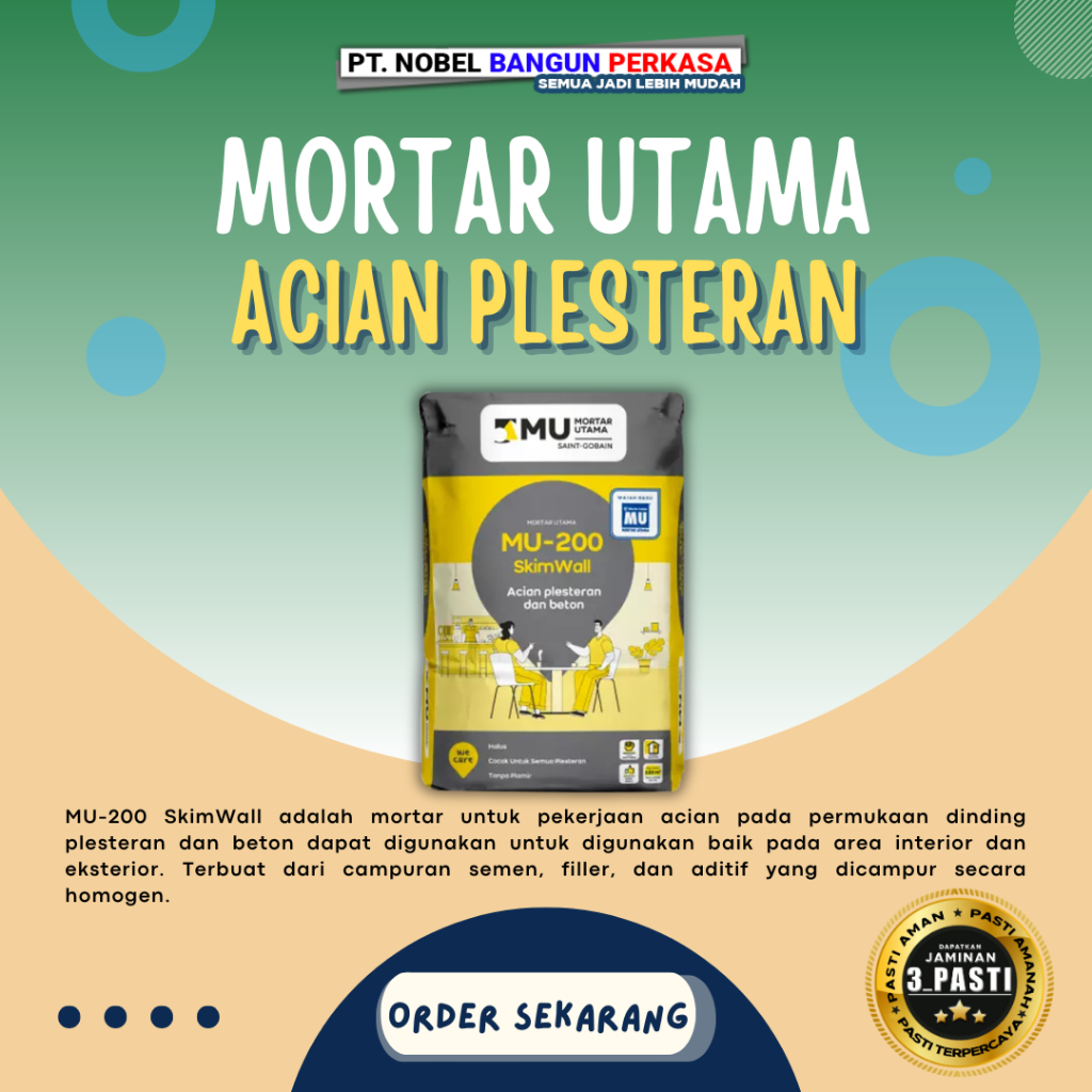 Semen Mortar Utama Acian Dinding 40kg "MU 200"