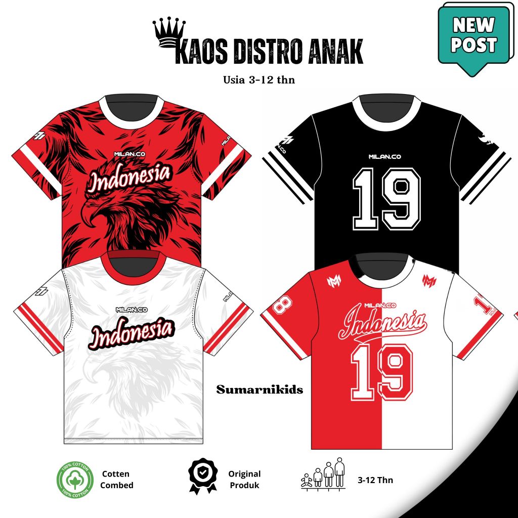 Sumarni Kids Kaos Jersey Anak Laki Laki Perempuan 3-12 Tahun Baju Jersey Bola Anak Premium