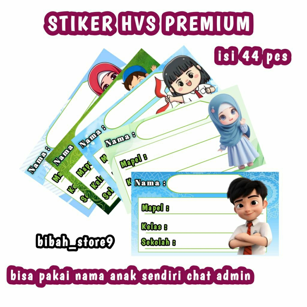 

stiker label buku sd 1 co isi 44 pcs UK 8x4