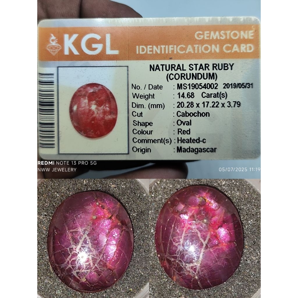 NATURAL TOP RED RUBY 14.68 CTS HQ