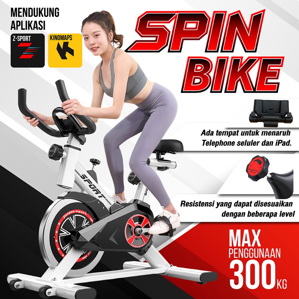 COD Bergaransi Spinning bike Sepeda Statis Peralatan Fitness Dalam Ruangan Kuat Hingga 300KG