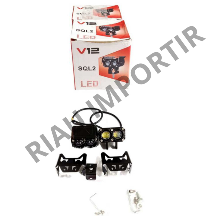 (RIAU IMP) Lampu projektor 2 mata v12 Putih - Kuning