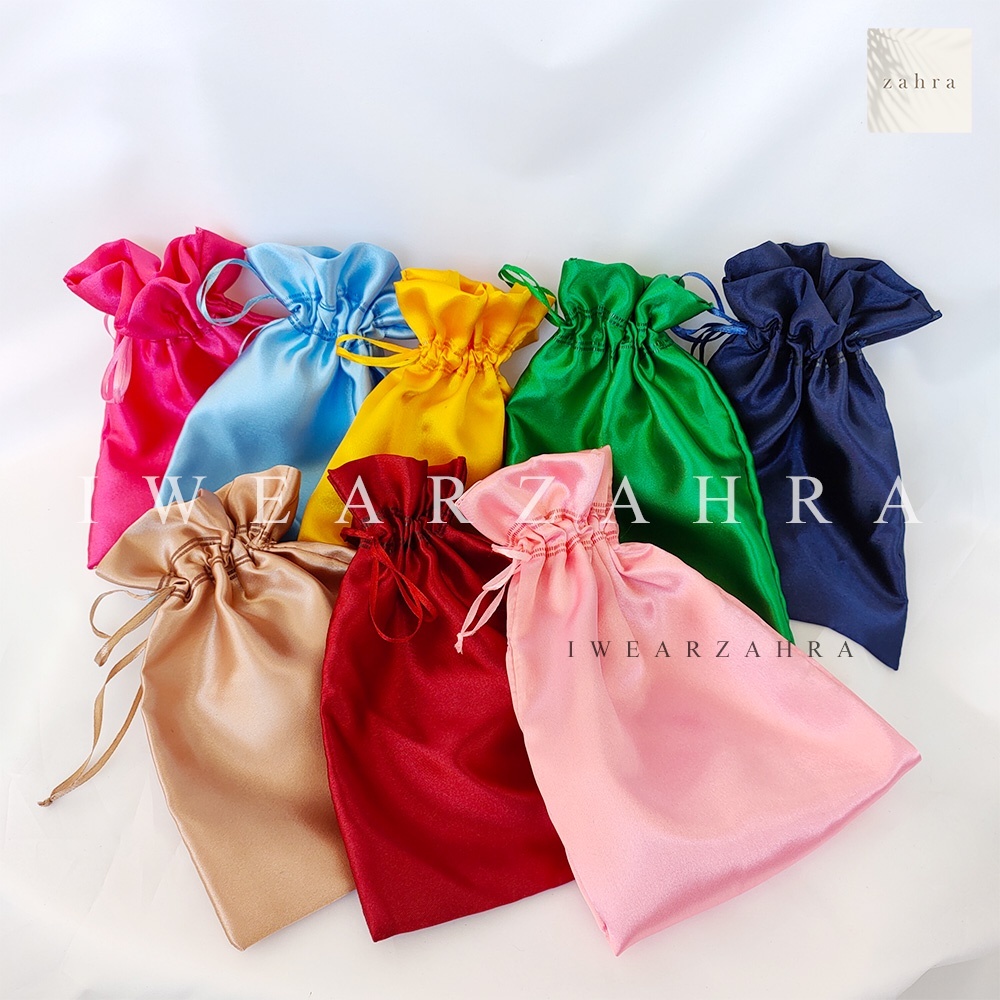 

[ GROSIR 24 PCS ] POUCH SATIN - kantong serut bag parcel souvenir drawstring sarung silk goodie bag tempat aksesoris