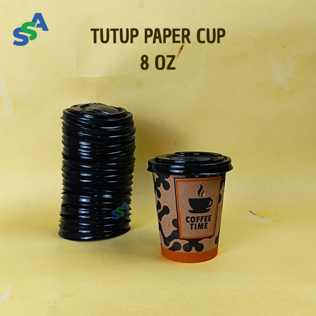 TUTUP PAPER CUP UKURAN 8 OZ / TUTUP PAPER CUP HITAM