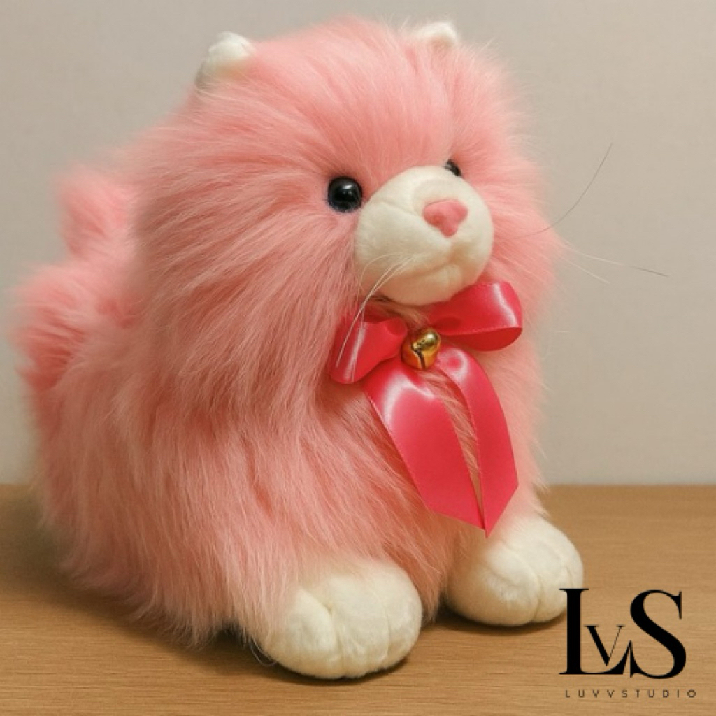 Boneka Anak Kucing Anggora Bulu Panjang Pink Jumbo 50cm Boneka Hadiah Mainan Anak Lucu Gemoy Nyaman