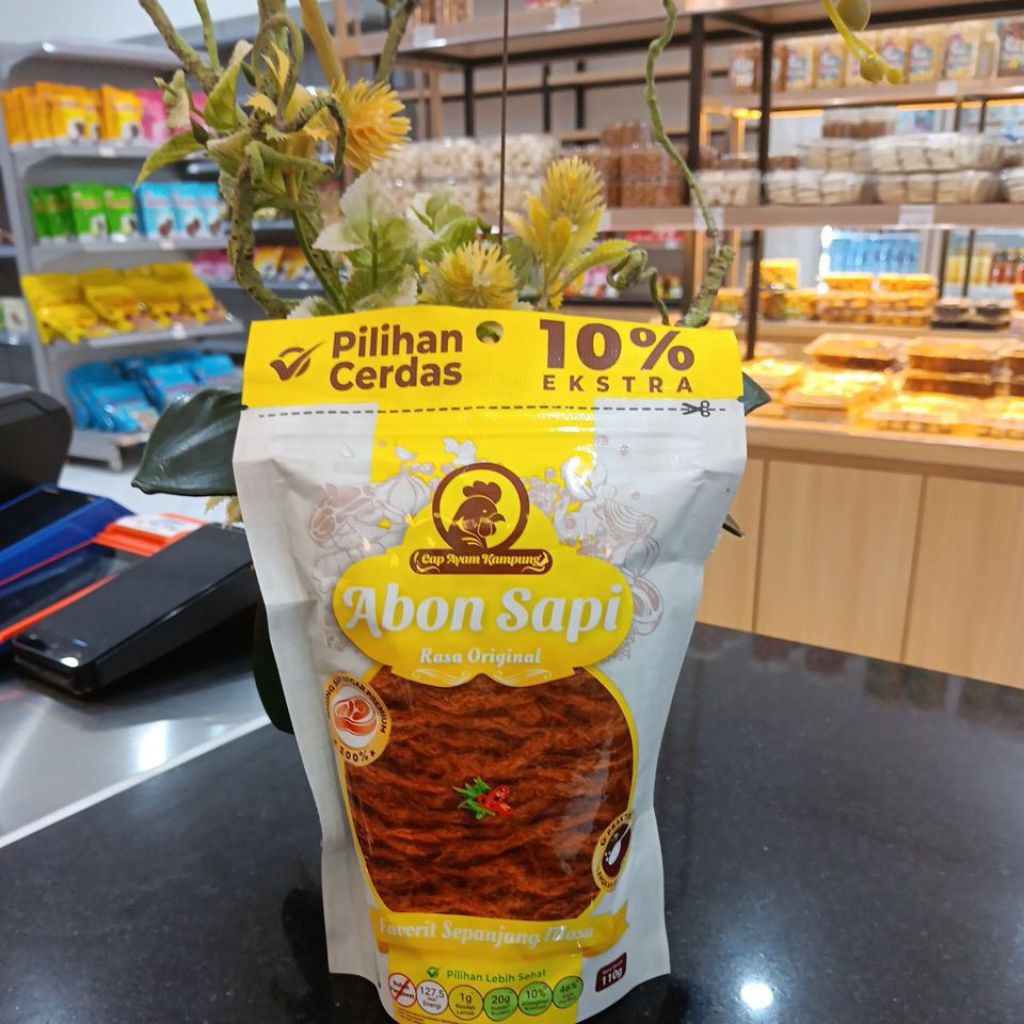 

Abon Sapi Cap Ayam Kampung 110gr