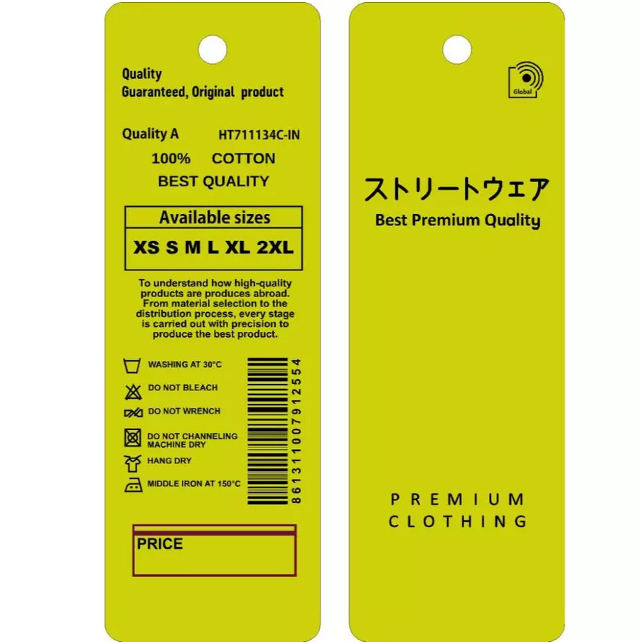 

HANG TAG PREMIUM C uk 3 x 9 cm tebal 500 gram label baju tag