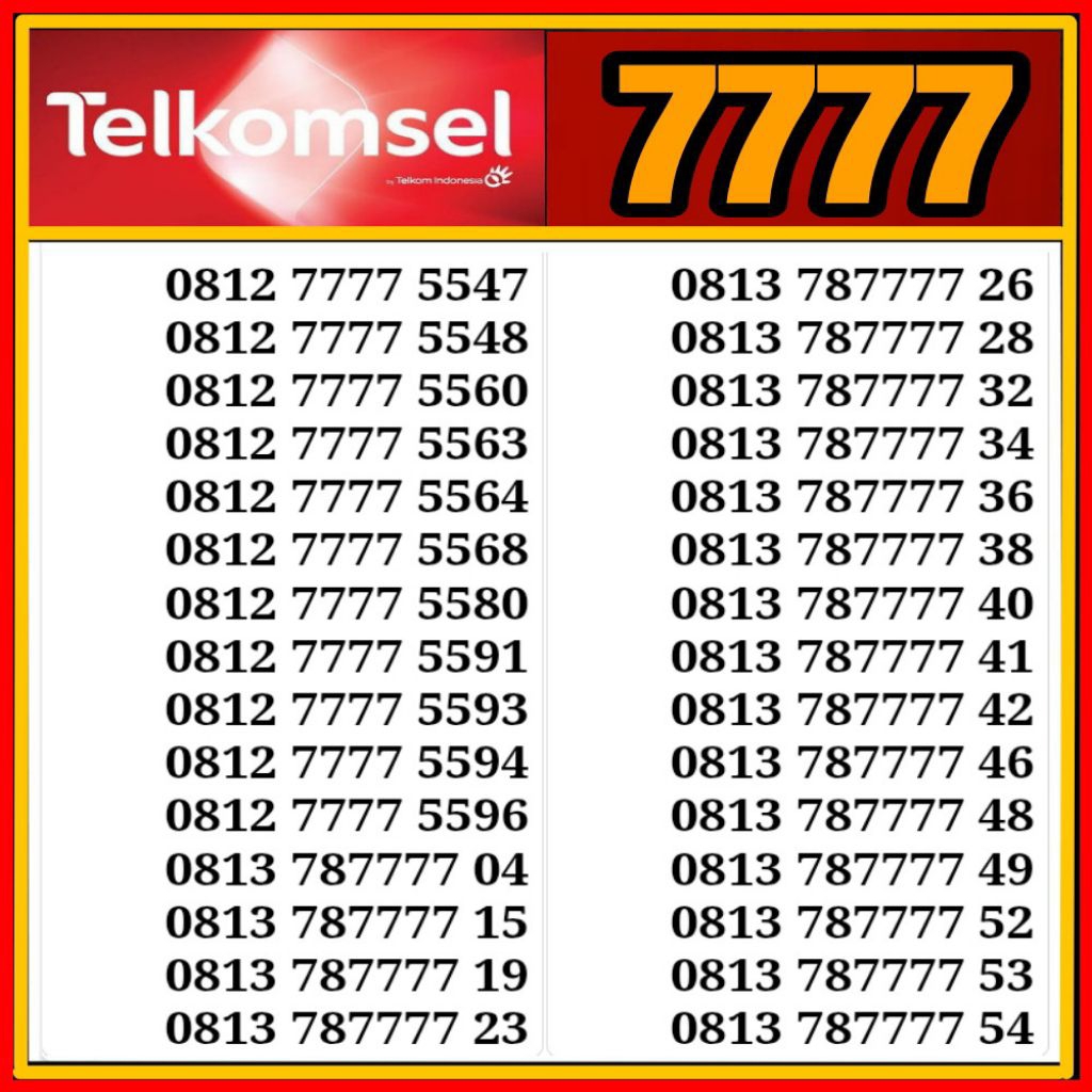 nomer cantik telkomsel simpati 4G/5G 7777
