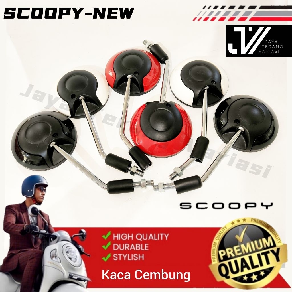 Kaca Spion Motor Honda Scoopy Tangkai Panjang Chrome Original KACA CEMBUNG