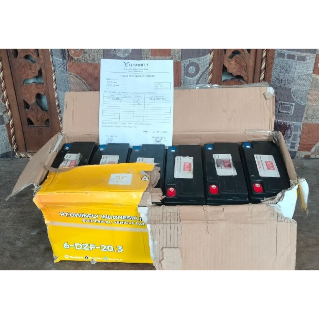 BATERAI AKI SEPEDA LISTRIK UWINFLY 12V 20AH BEKAS PEMAKAIAN ORIGINAL 100%