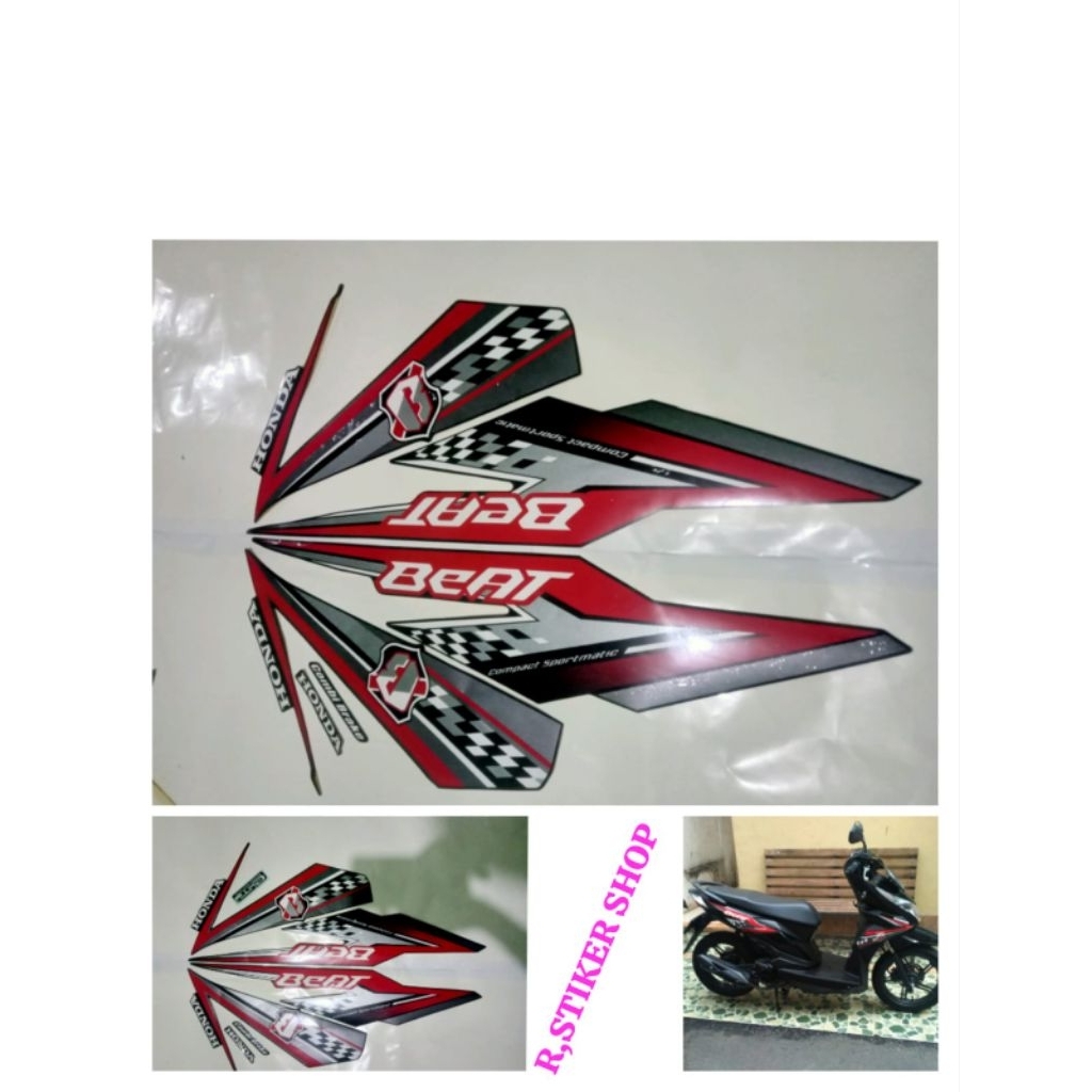 STIKER STRIPING LIS LES FOLET BODY MOTOR HONDA BEAT ESP 2018,full hitam
