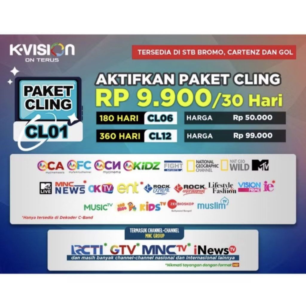 Termurah Paket Cling K-Vision 1 Bulan