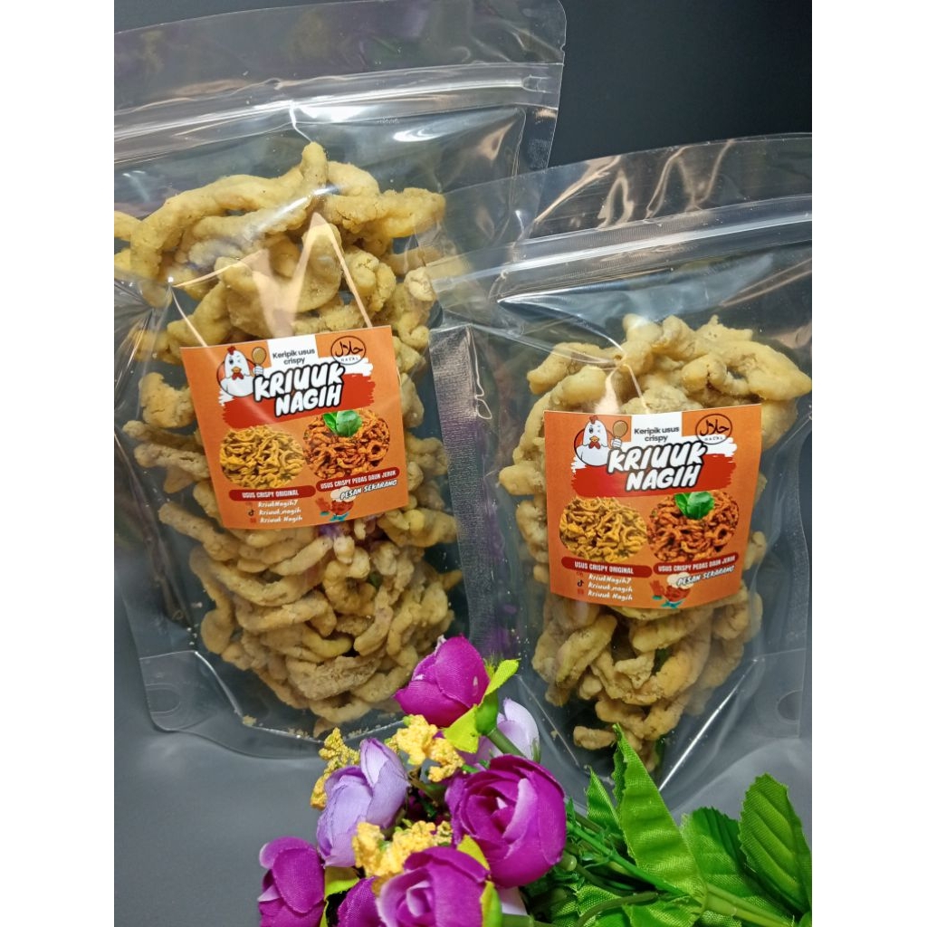 

Usus crispy pedas daun jeruk 500gram