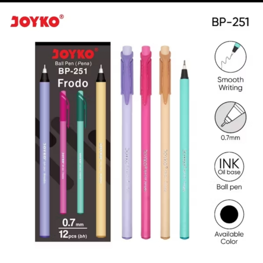 

Joyko Pena Ball Pen Pulpen BP-251 Frodo 0.7 mm 1 Box 12 Pcs