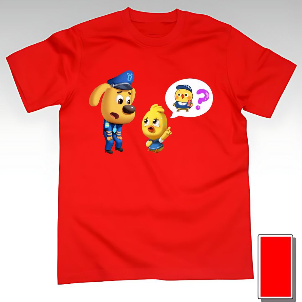 Baju Kaos Tshirt T Shirt Pria Laki Cowok Cewek Perempuan Unisex Anak Cartoon Kartun Safety Sheriff L