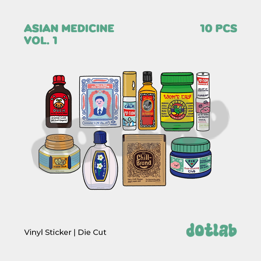 

DOTLAB STICKER PACK ASIAN MEDICINE Vol. 2 (10PCS) | Sticker Tumbler |Stiker Laptop Koper Helm