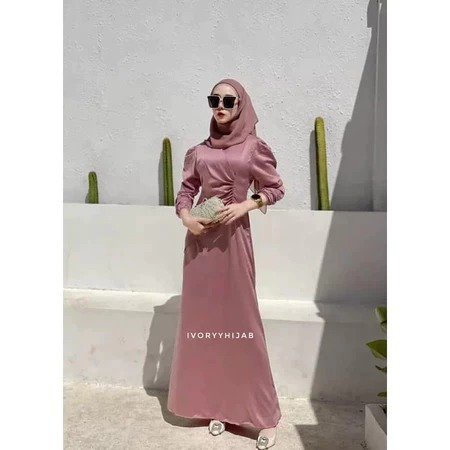 FRESIA MAXY SATIN DRESS MAXMARA LAMARAN KONDANGAN GRADUATION PESTA REMAJA BAJU BRIDESMAID POLOS