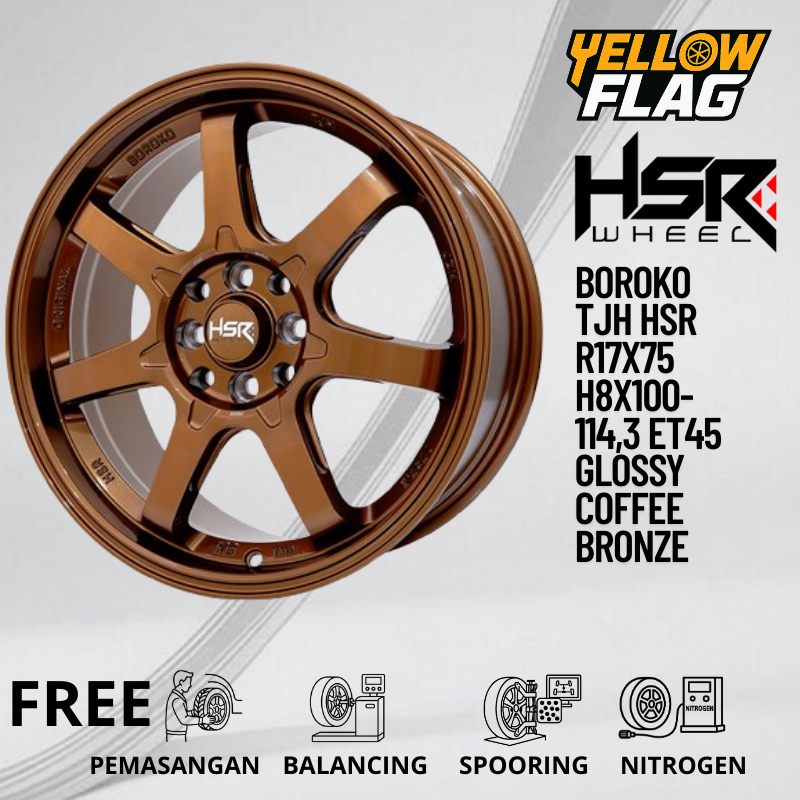 VELG RACING HSR BOROKO TJH R17 PCD 4X100 4X114 UNTUK JAZZ, YARIS, AVANZA, LIVINA MODEL TE37 R17