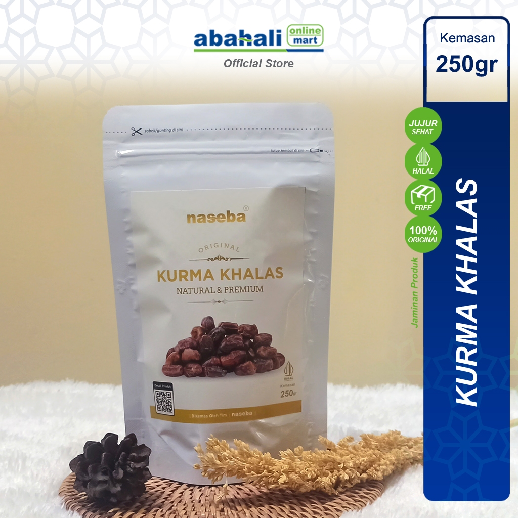 

Premium Naseba Kurma Khalas Kemasan 250gr Camilan Sehat, Tanpa Gula Tambahan & Kaya Serat Alami