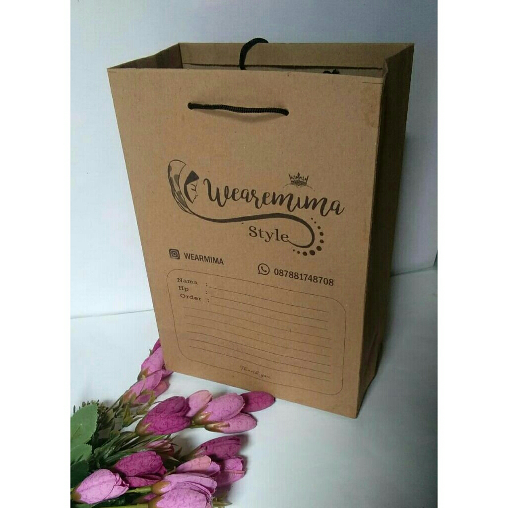 

paperbag tempat hijab custom 13*5*20cm/hijab custom/paperbag murah