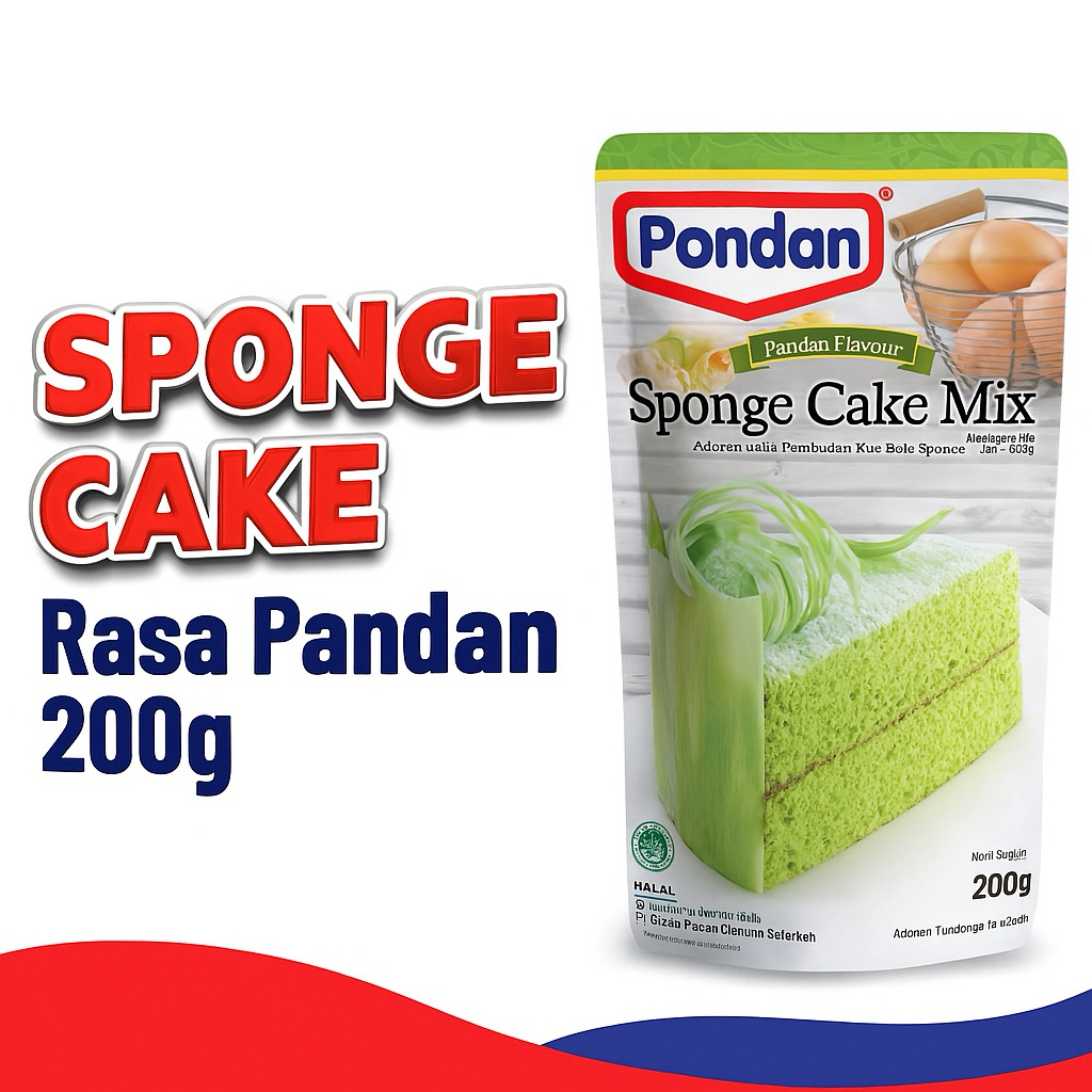 

Pondan Sponge Cake Mix Rasa Pandan 200g – Wangi & Lembut, Gampang Bikinnya!