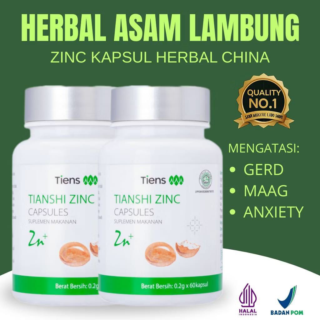zinc kapsul herbal china - solusi alami atasi gerd, maag & anxyti
