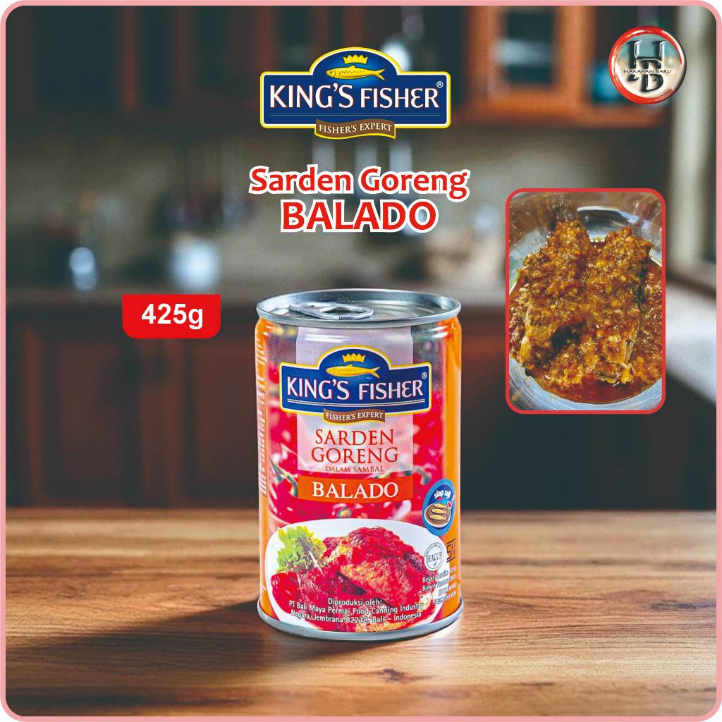 

Forcysn Sarden King'S Fisher Isi 2 Pcs Sarden Goreng Balado Makanan Kaleng 425G/Sarden King'S Fisher