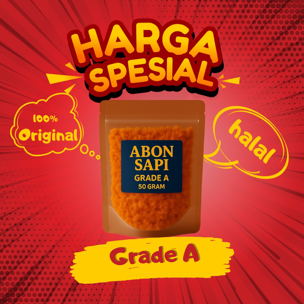 

Sapi Abon Grade A 50Gr - Abon Rumahan Enak dan Terjangkau I Cocok untuk Bekal Sehari-hari