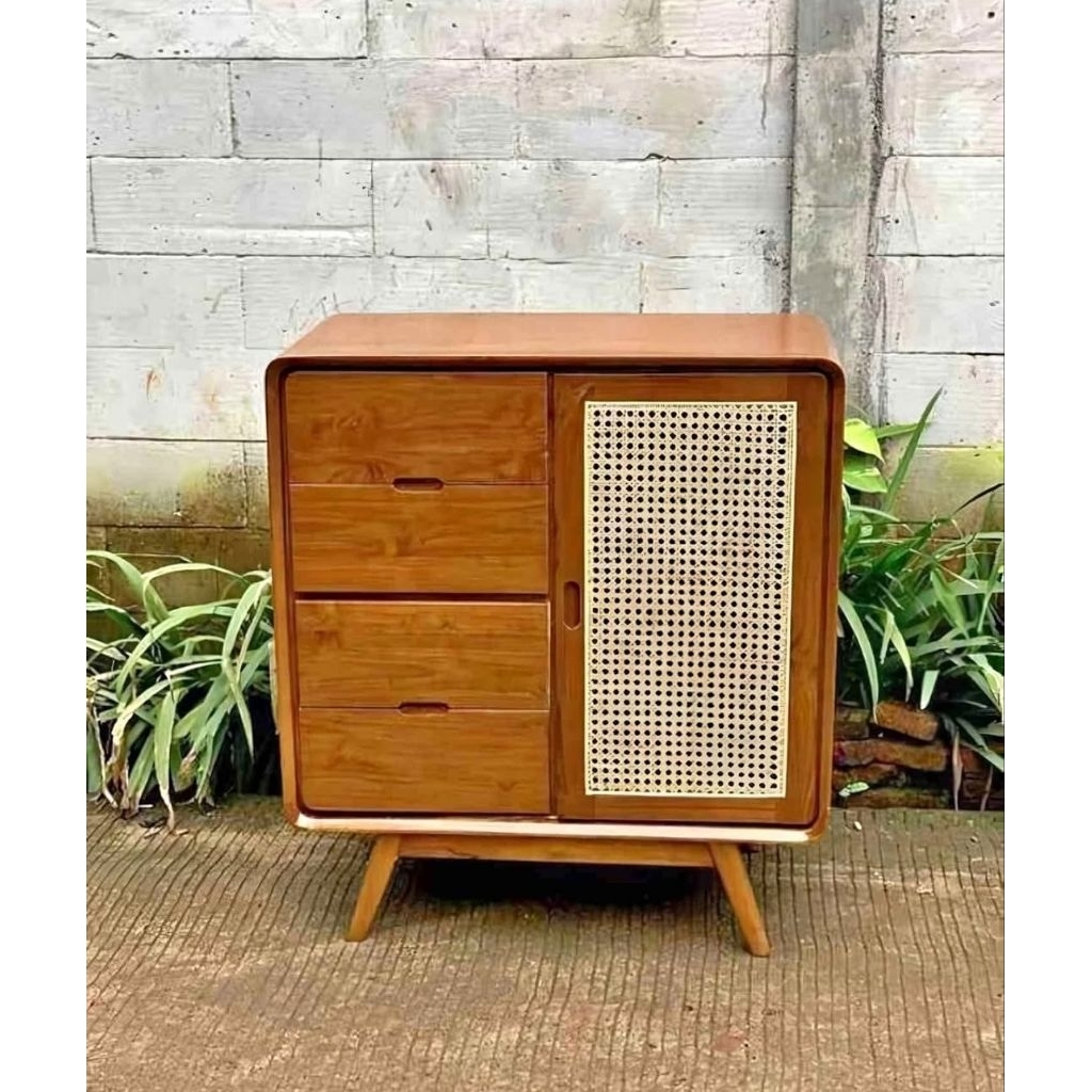 NAKAS LACI ROTAN KAYU JATI | BUFET TV ROTAN NAKAS RETRO LACI ROTAN FURNITURE JATI | BUFET TV RETRO B