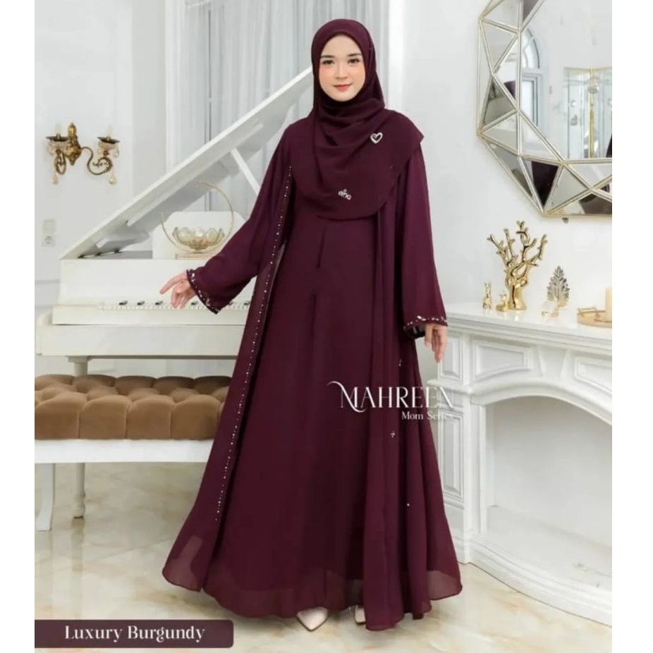 Mahreen Gamis Abaya Turkey Hitam Terbaru 2026 Dress Wanita Remaja Dewasa Viral Kekinian Bahan Ceruti