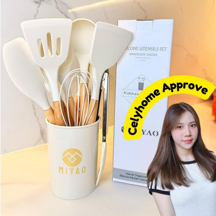 [Celyhome] MIYAO Silicone Utensil 11Pcs+Wadah Set Kitchen Sodet Silikon / Spatula Set Spatula Perala