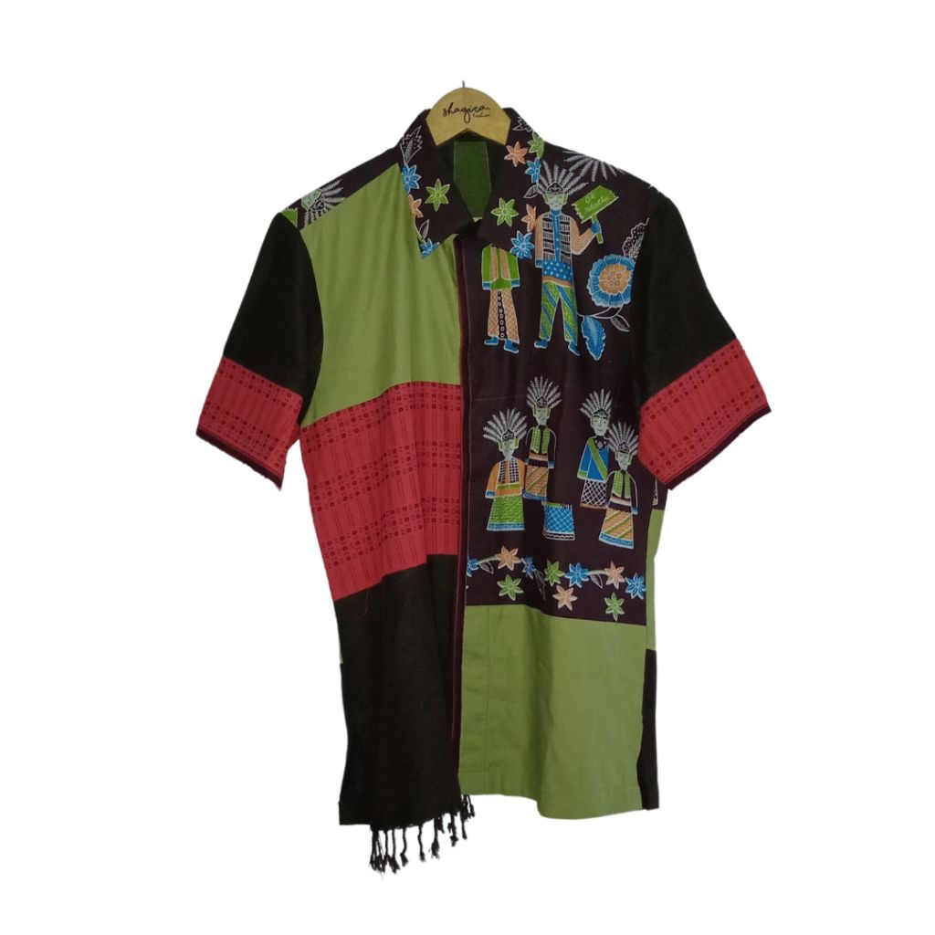 Kemeja Batik Pria Lengan Pendek - Tenun Baduy x Batik Betawi